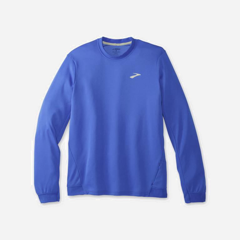 Brooks Run Within Crew NZ - Men's Long Sleeve Running Shirt - Bluetiful (87104-UHAG)